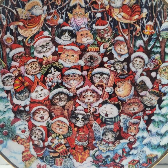 Decorative Holiday Cat Plate SANTA CLAWS by Bill Bell Porcelain Franklin Mint - Picture 5 of 10